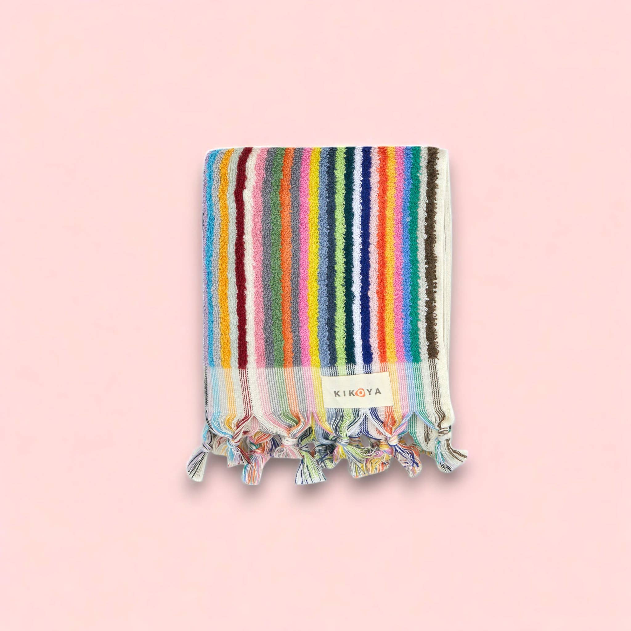 Rainbow Stripe Handloomed Turkish Hand Towels 17x38" Bohemian: Multi-Colored