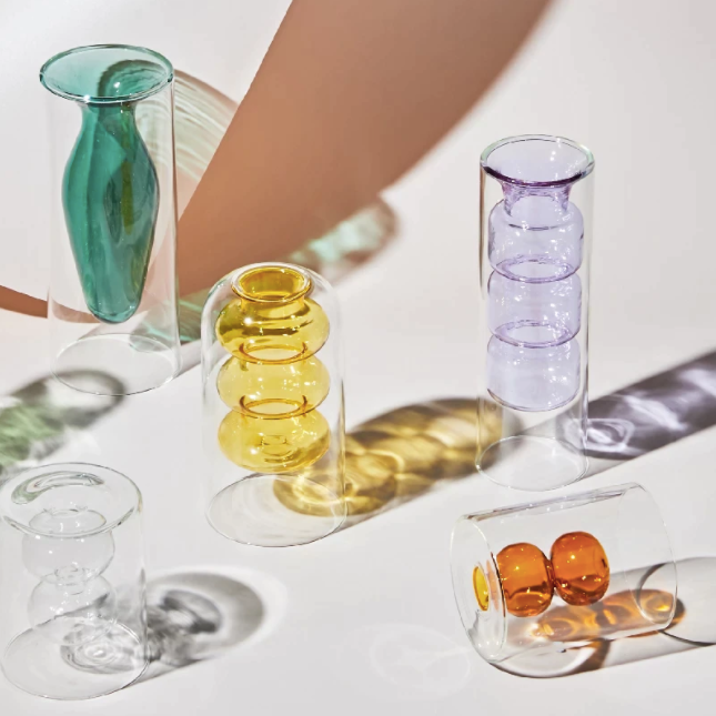 Nordic Hydroponic Colored Glass Vase: Green C