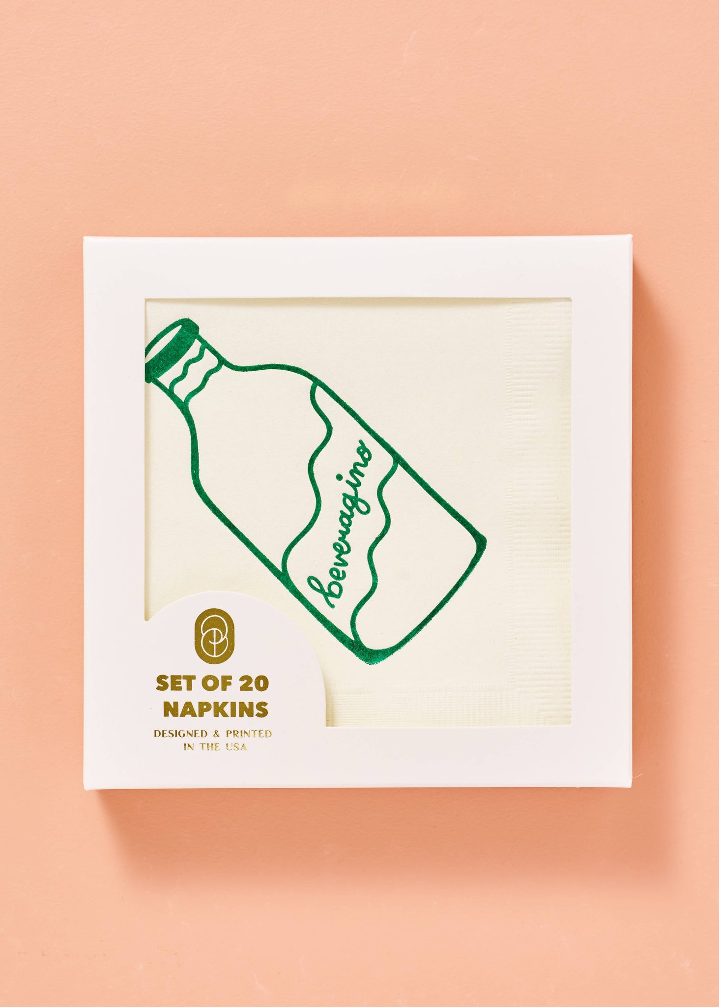 Beveragino Green and White Cocktail Paper Beverage Napkins- Set Of 20