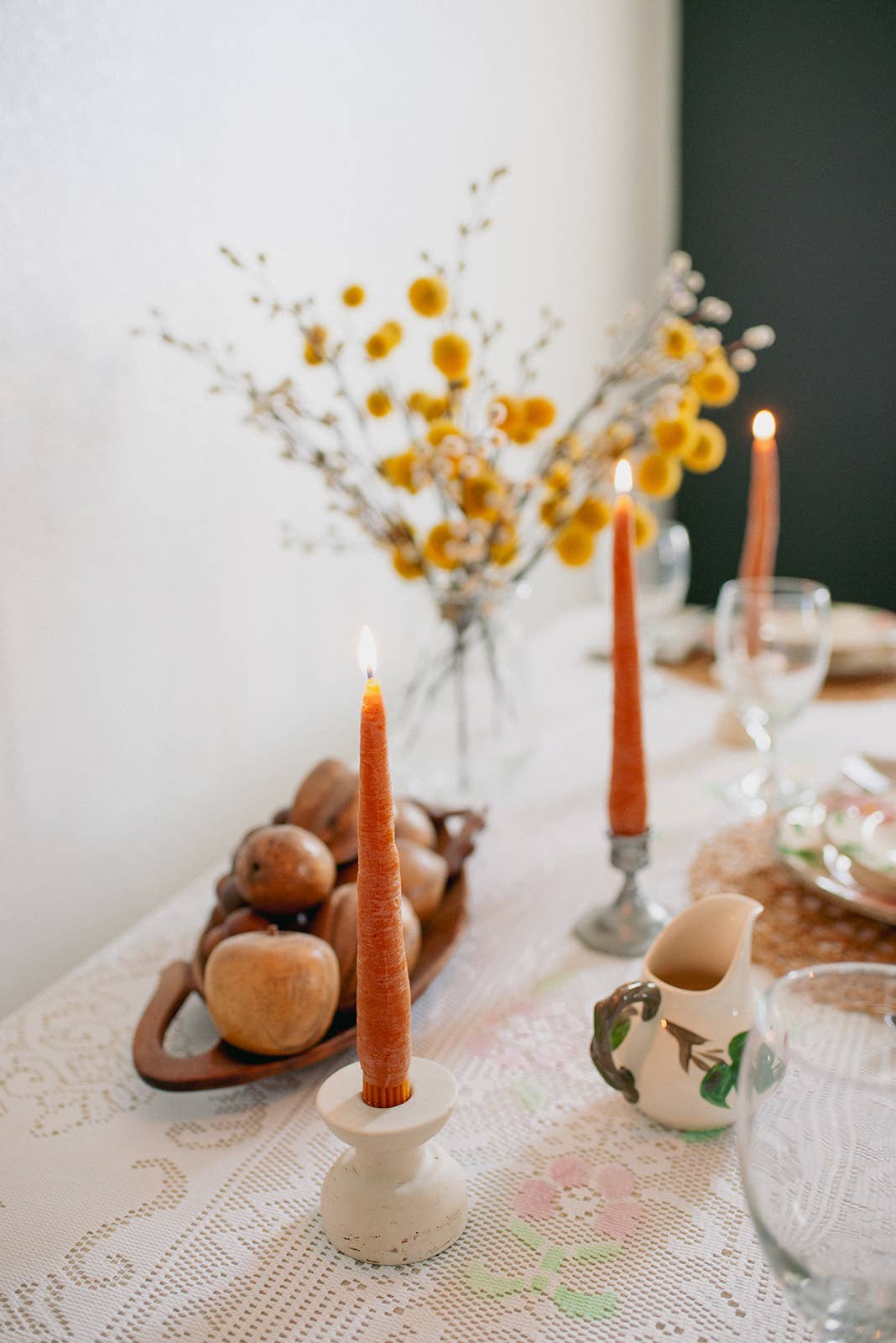 Beeswax Carrot Taper Candle Pair