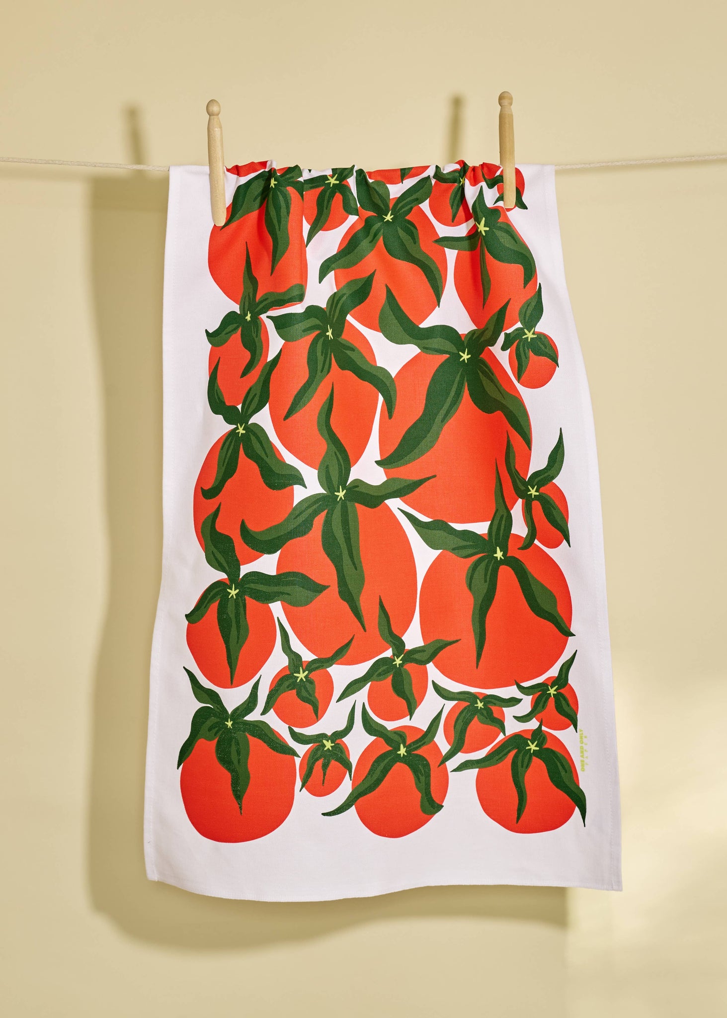 Red Tomato Pomodoro Illustration Tea Towel