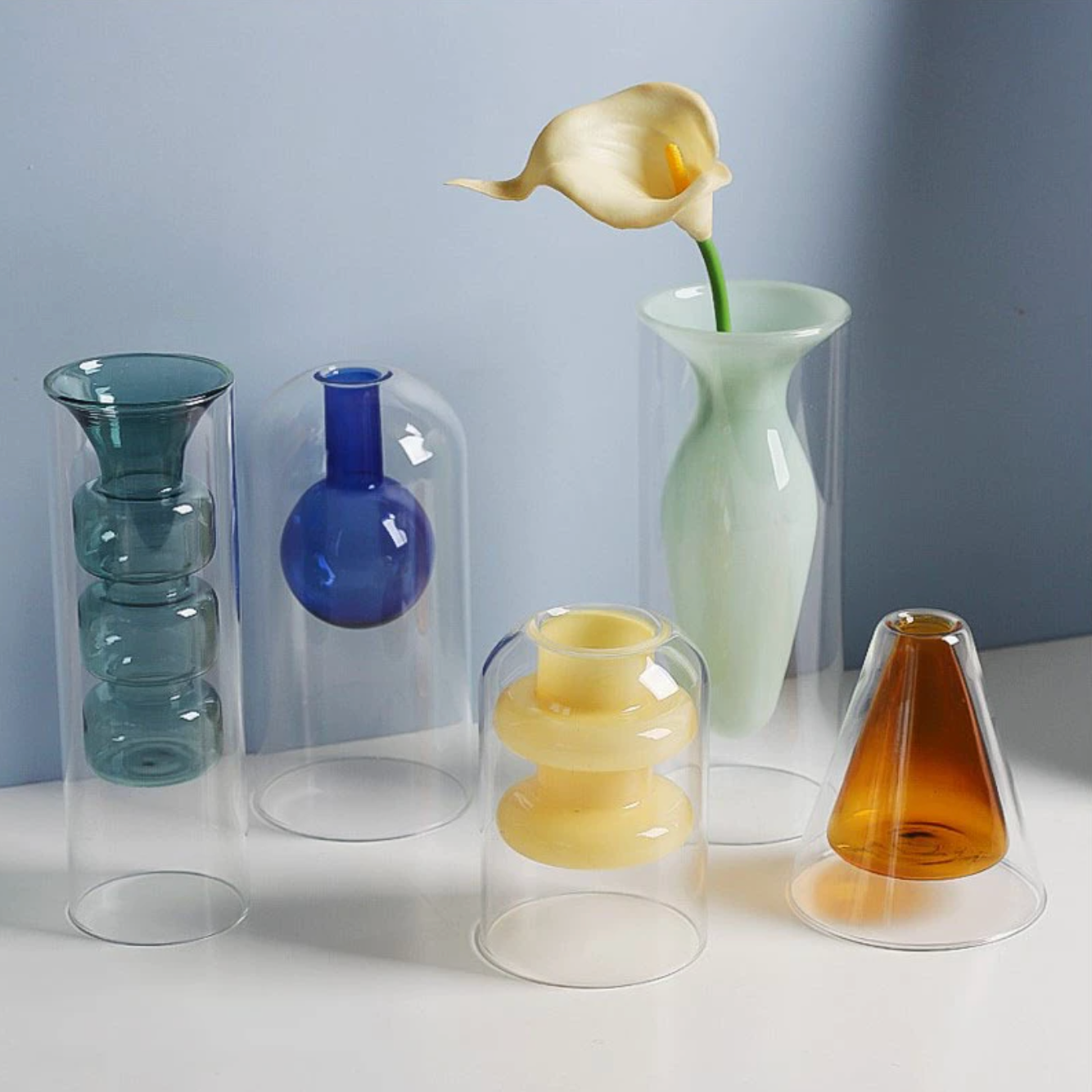 Terrarium Hydroponic Colored Glass Vase: Yellow