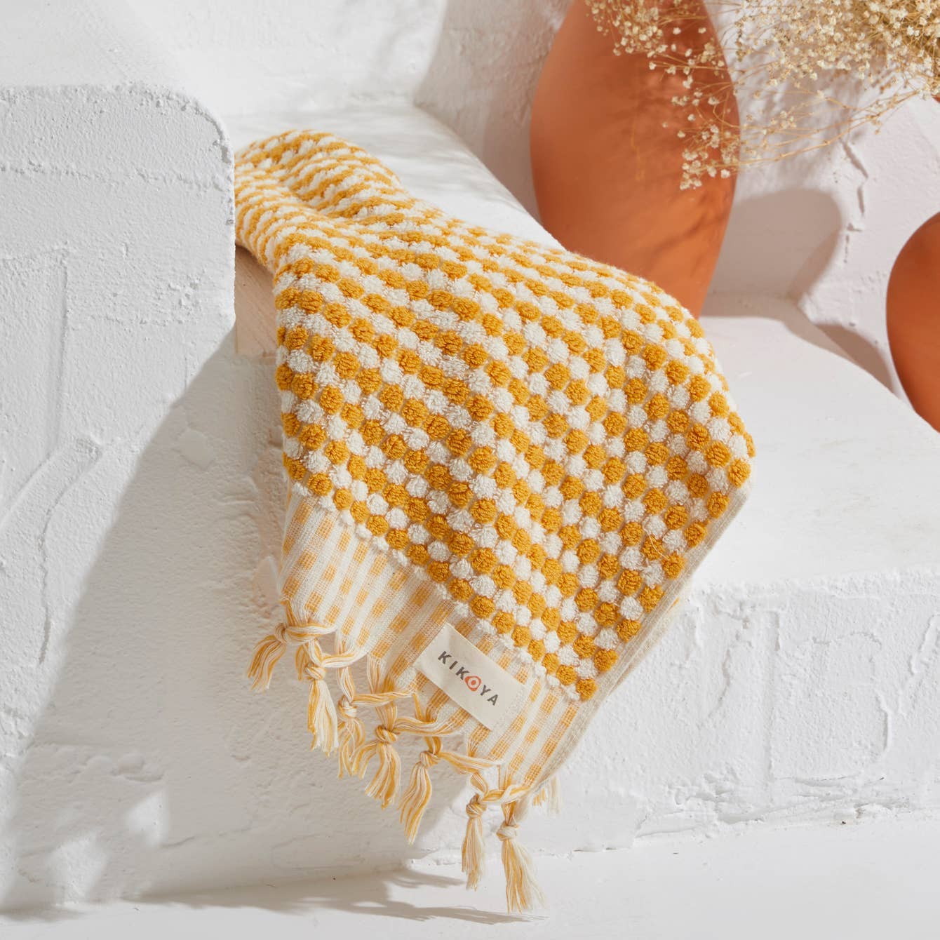 Pompom Bubble Handloomed Turkish Hand Towels: Multi-Colored