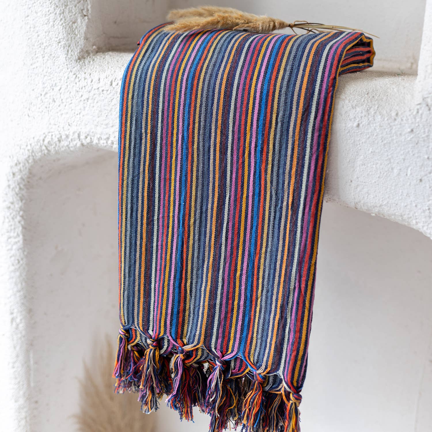 Rustic Vintage Bath Beach Towels: Rainbow Stripe