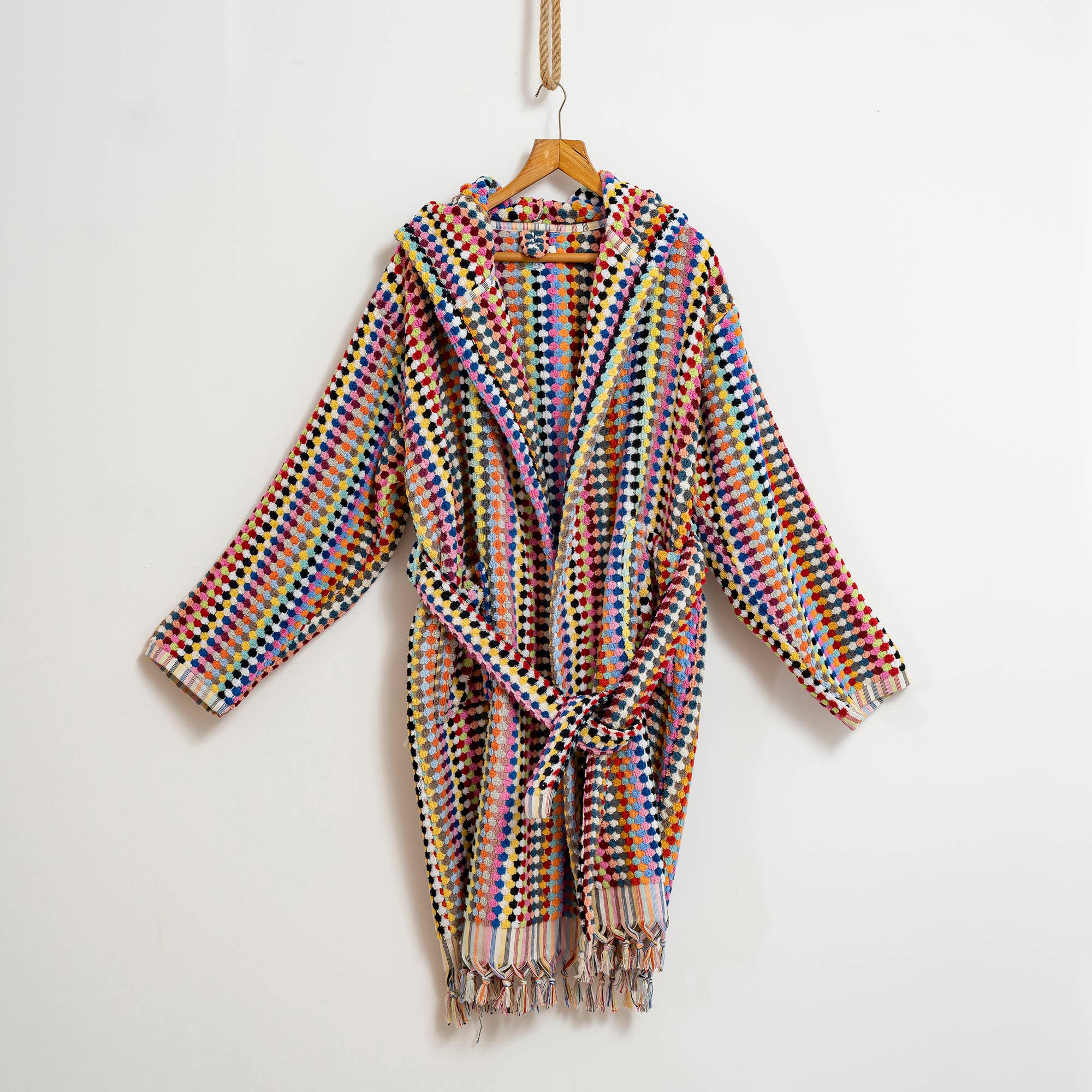 Rainbow Pom Pom Bathrobe Turkish Cotton
