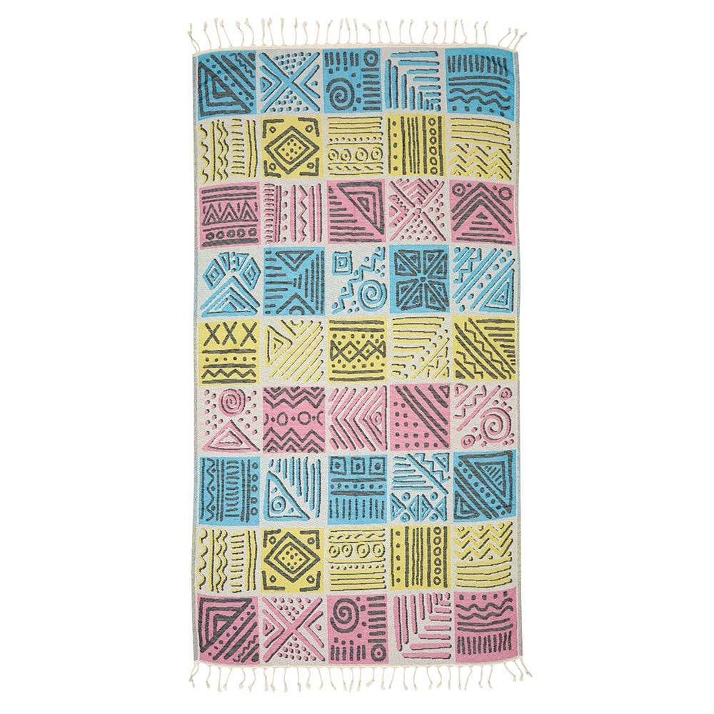 Ethnic Turkish Terry-Backing Beach Bath Towel
