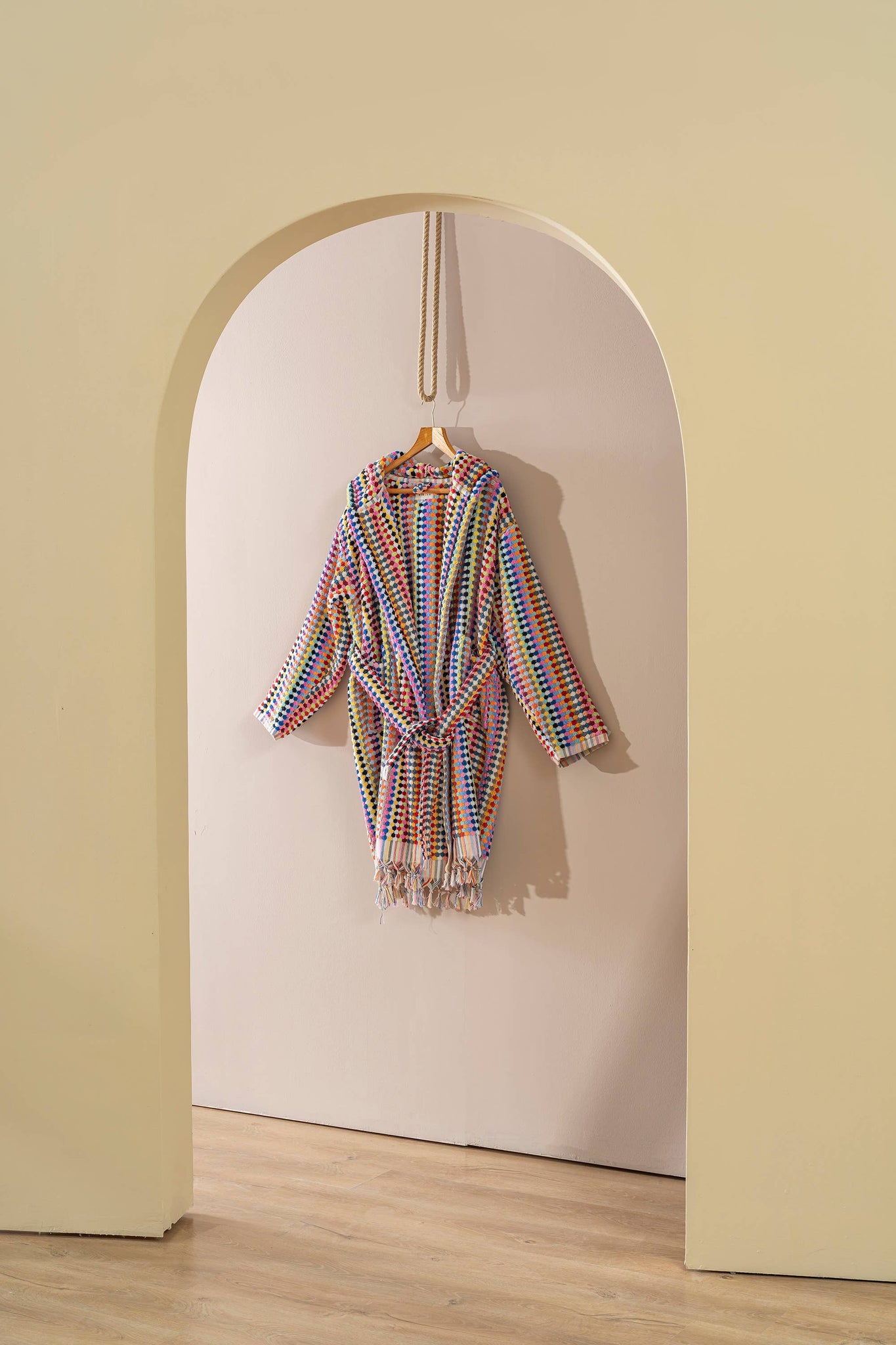 Rainbow Pom Pom Bathrobe Turkish Cotton