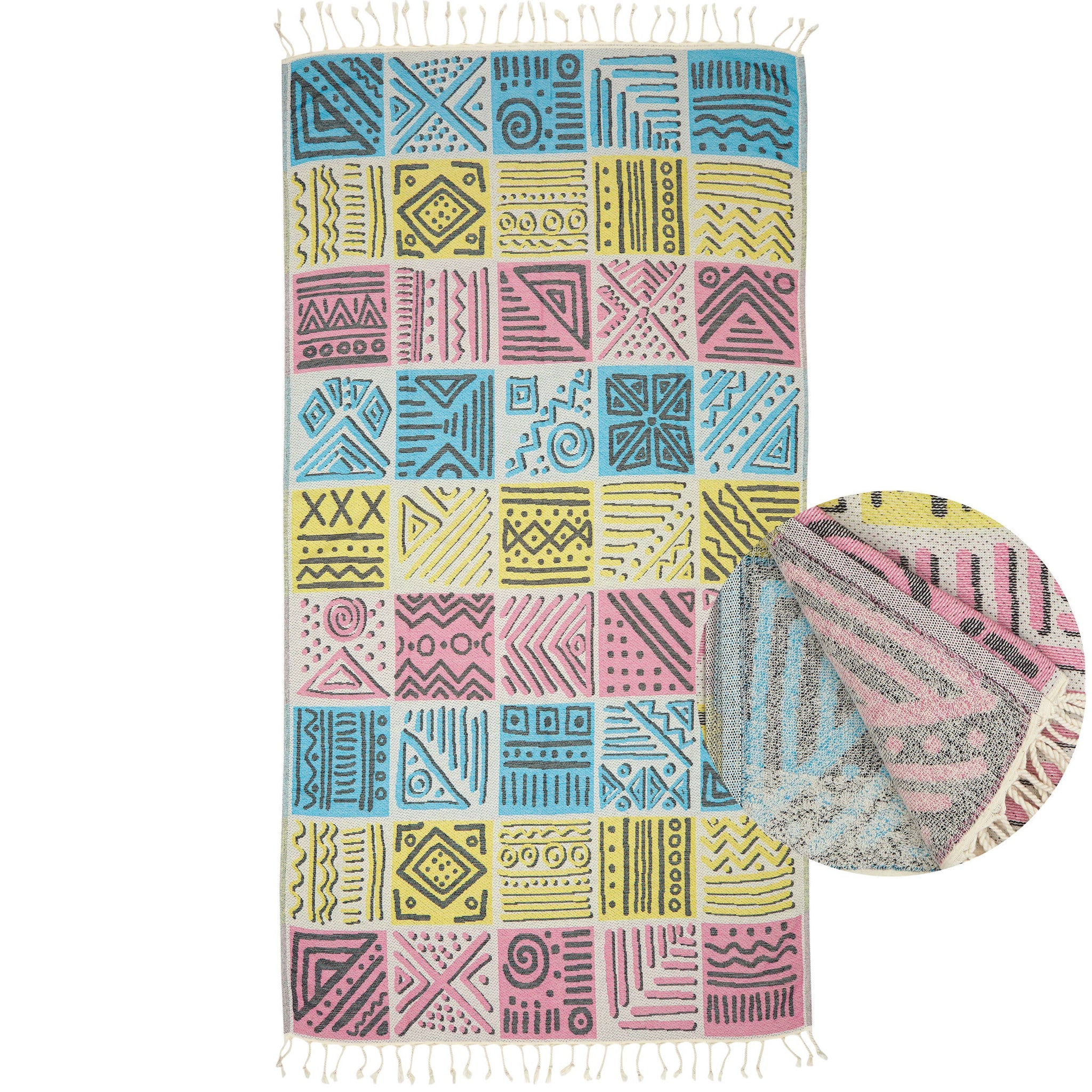 Ethnic Turkish Terry-Backing Beach Bath Towel