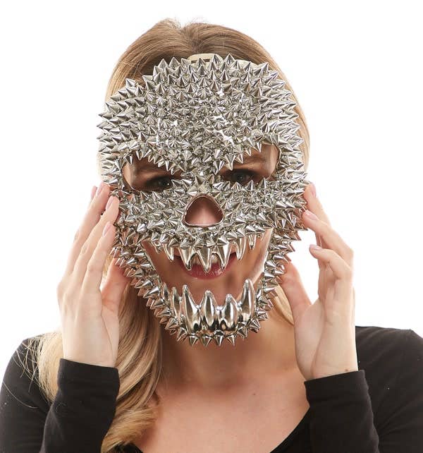 Silver Spikes Monster Face Mask