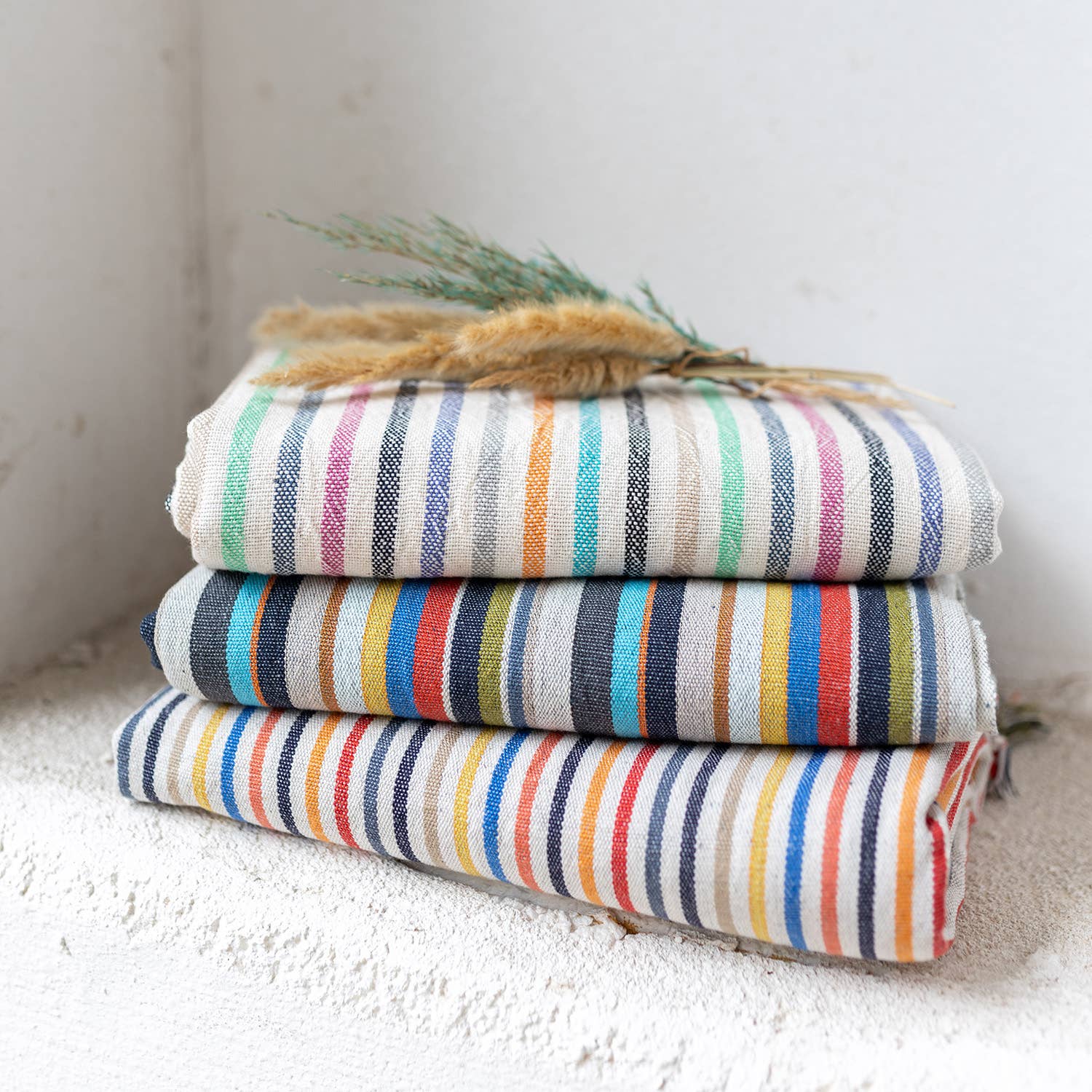 Rustic Vintage Bath Beach Towels: Light Stripe