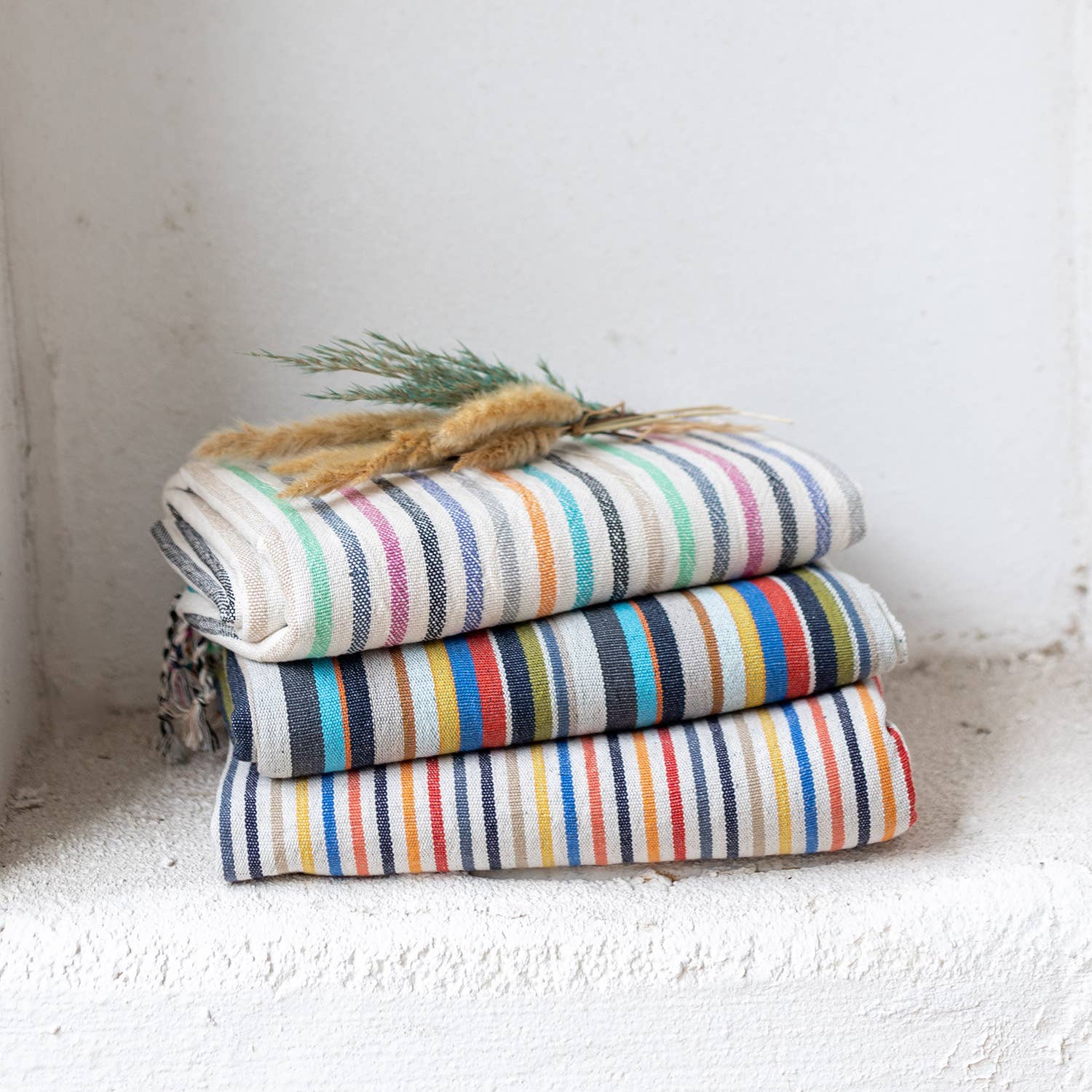 Rustic Vintage Bath Beach Towels: Light Stripe