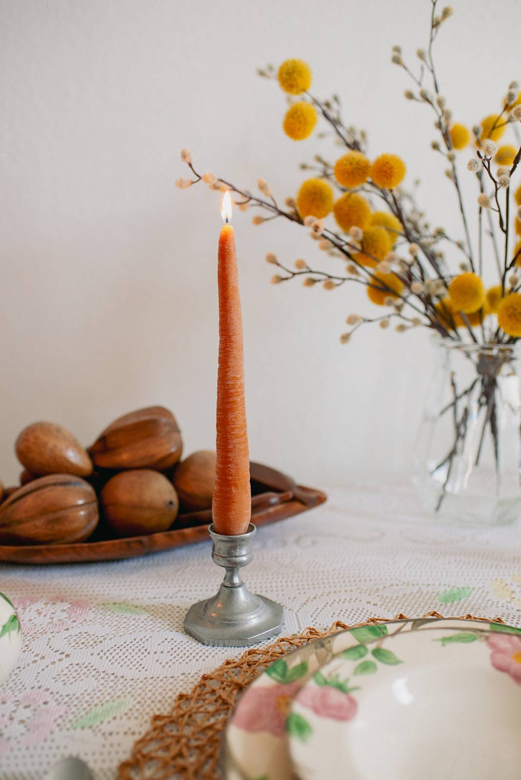 Beeswax Carrot Taper Candle Pair