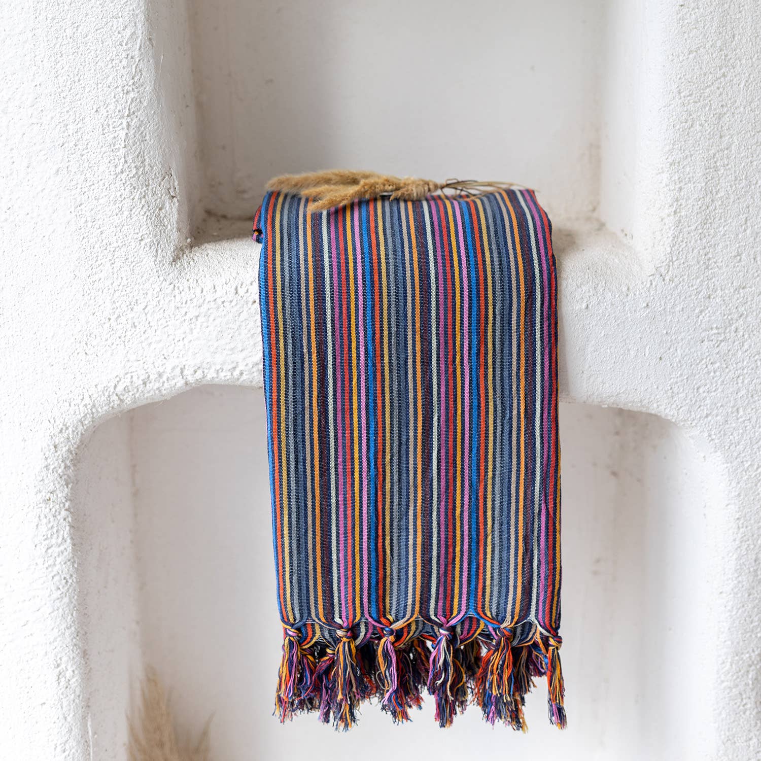 Rustic Vintage Bath Beach Towels: Rainbow Stripe