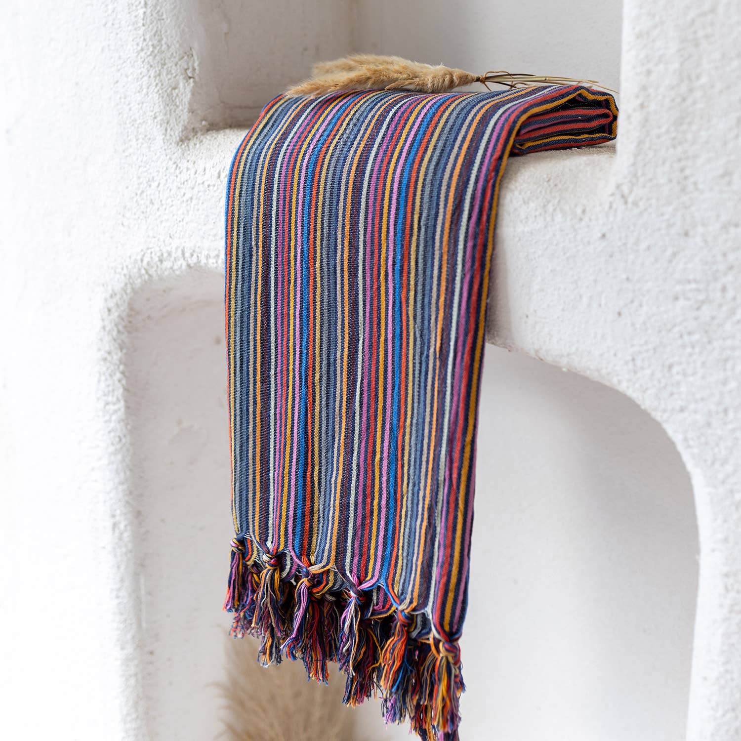 Rustic Vintage Bath Beach Towels: Rainbow Stripe