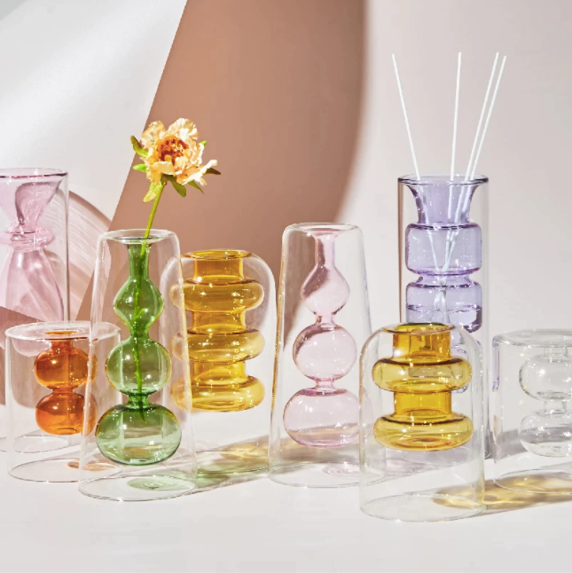 Nordic Hydroponic Colored Glass Vase: Pink F
