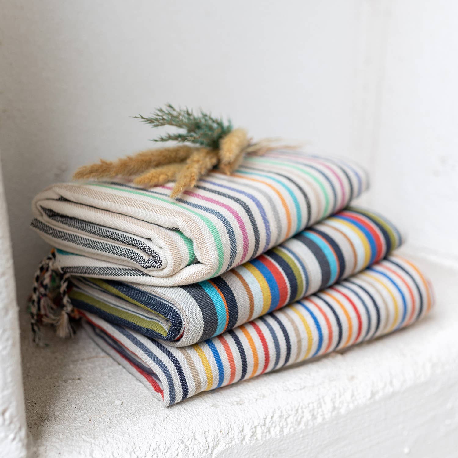 Rustic Vintage Bath Beach Towels: Light Stripe