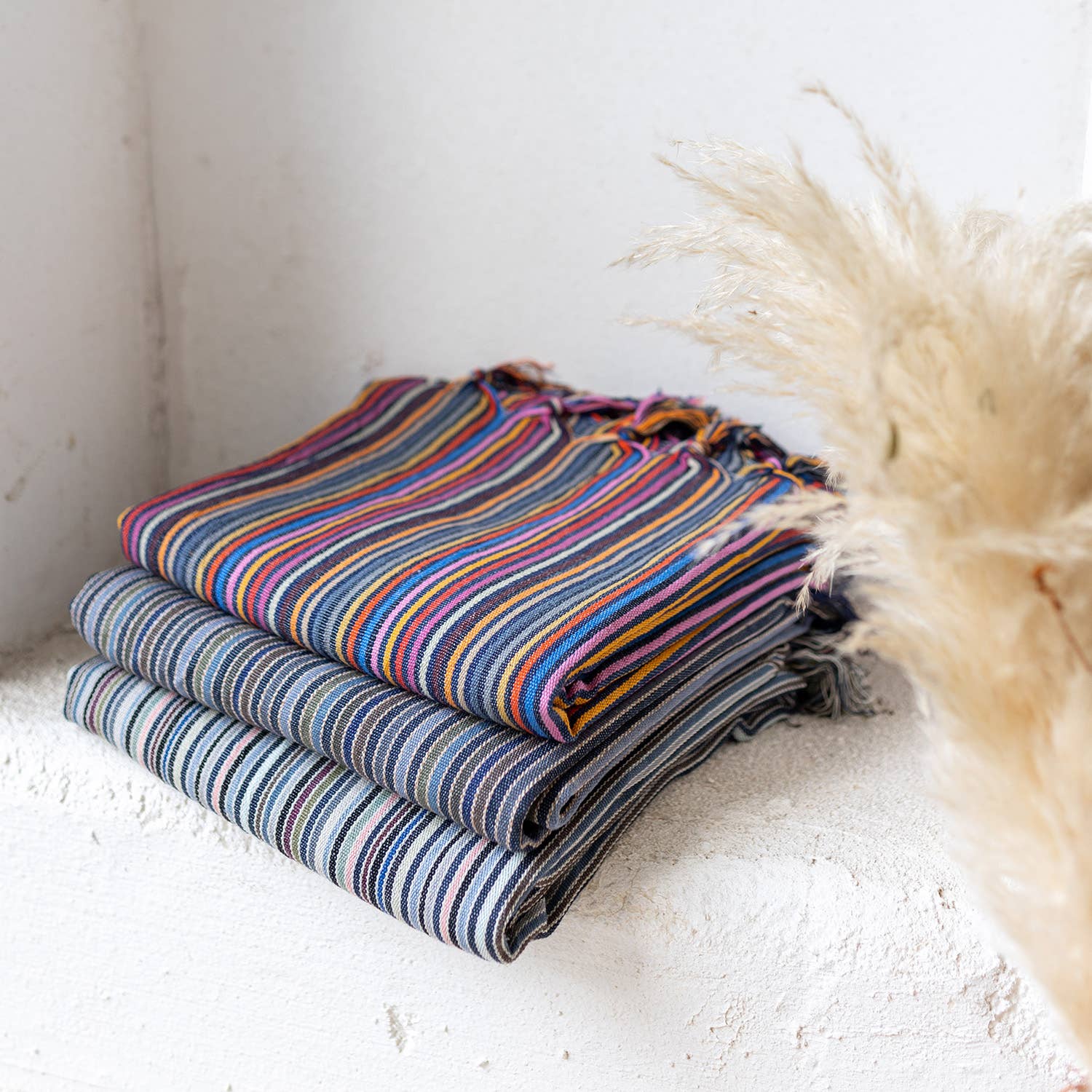 Rustic Vintage Bath Beach Towels: Rainbow Stripe