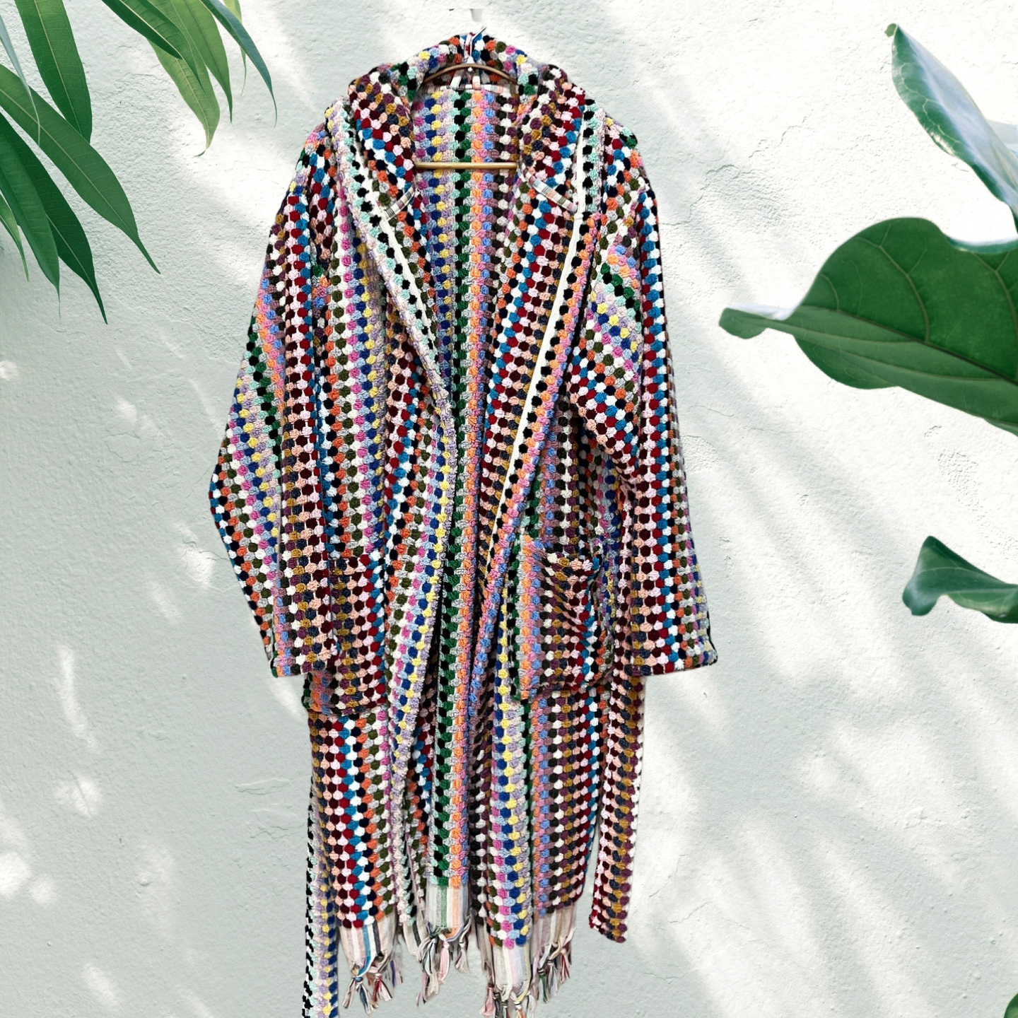 Rainbow Pom Pom Bathrobe Turkish Cotton