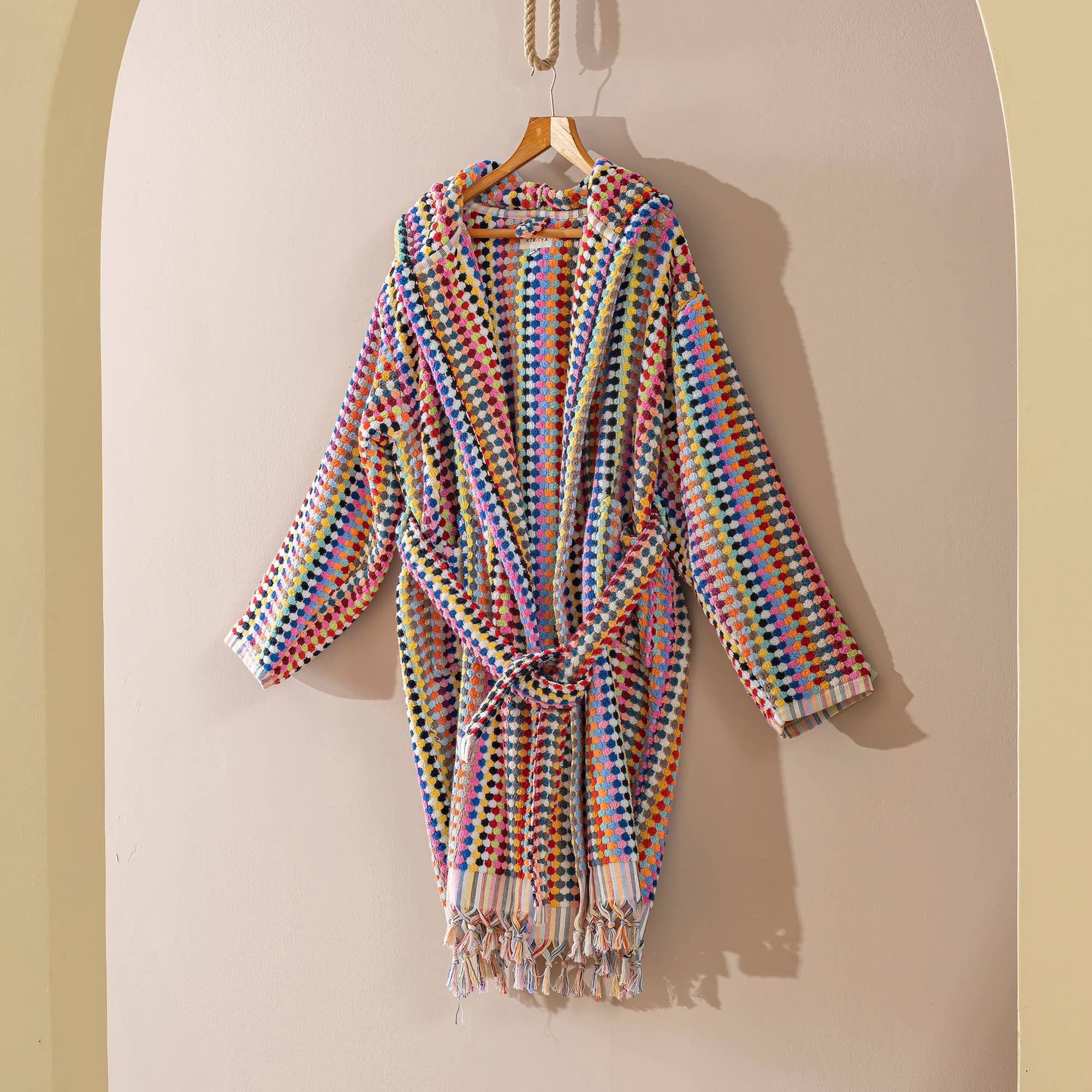 Rainbow Pom Pom Bathrobe Turkish Cotton