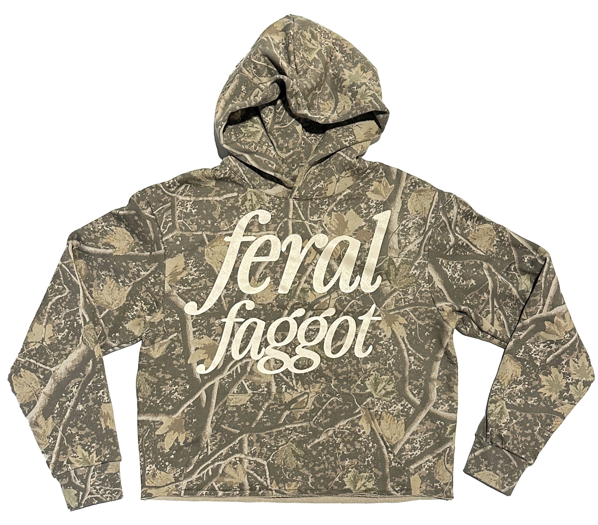 Feral Fagot Cropped Camo Pullover Hoodie