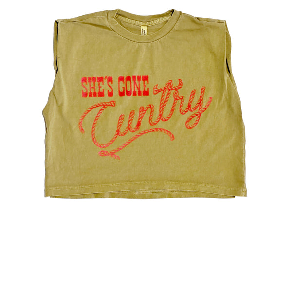 She's Gone Cuntry Crop Top Muscle Tee