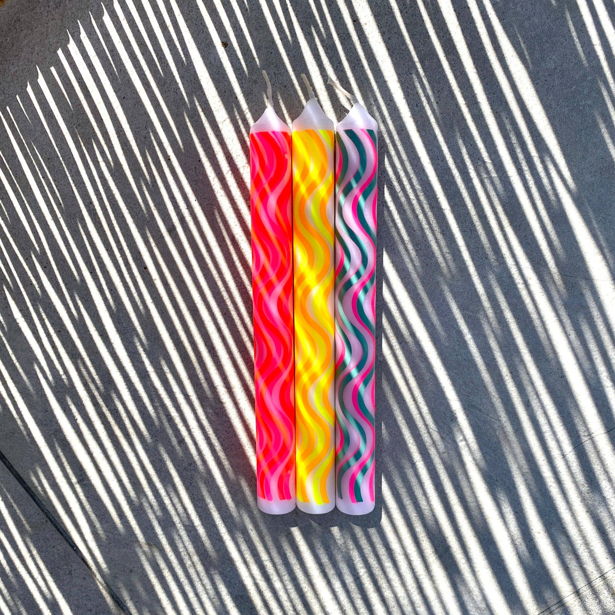 Neon Wavy Graphic Colorful Taper Candles