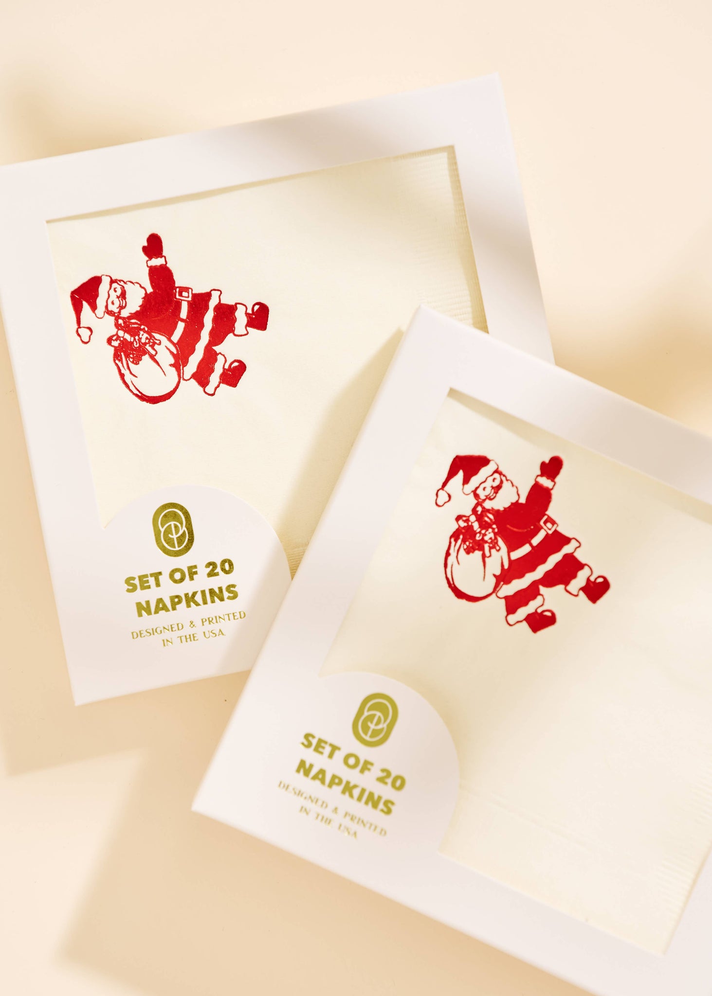 Holly Jolly Santa Cocktail Paper Beverage Napkin - Set of 20