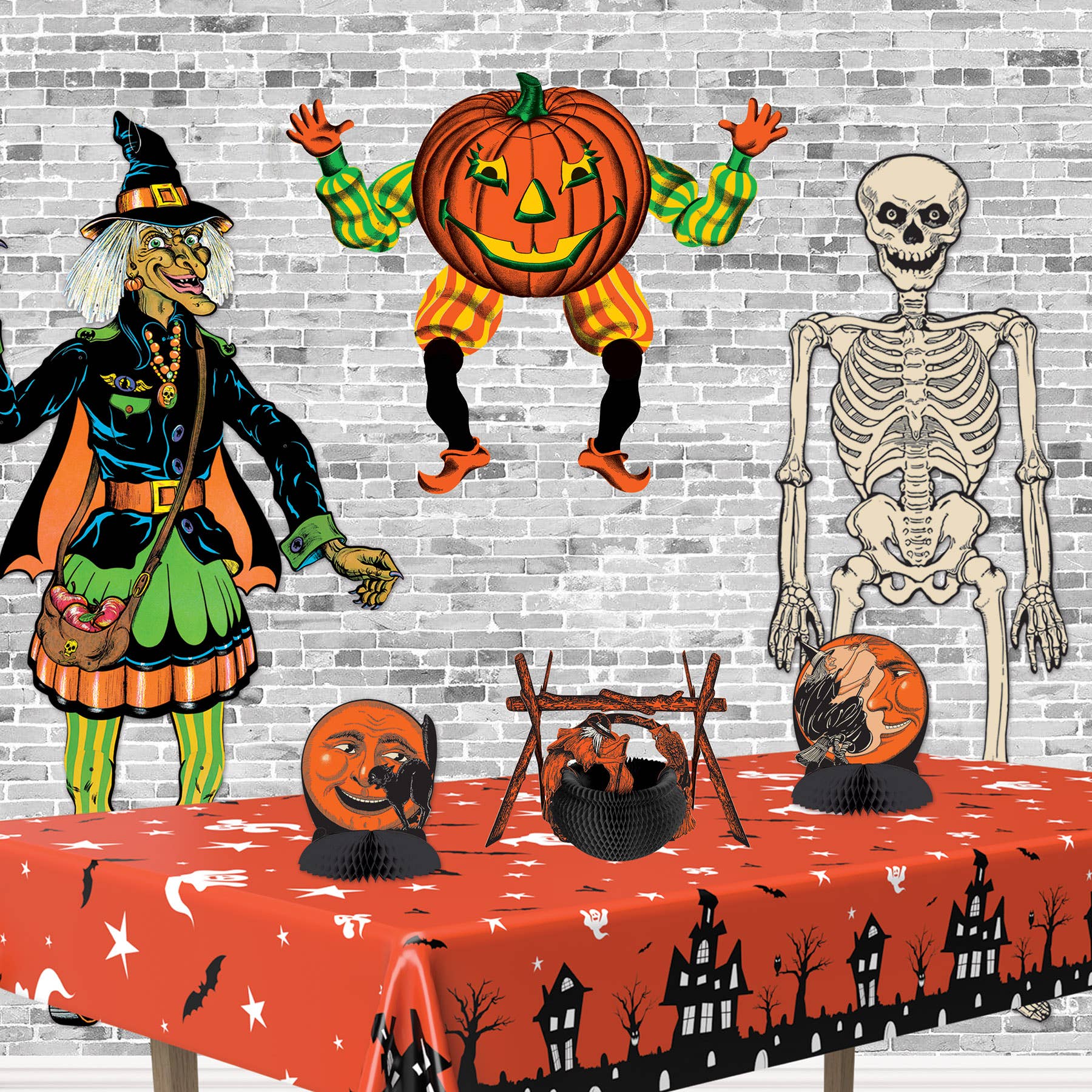 Pumpkin Vintage Halloween Jointed Goblin 30"