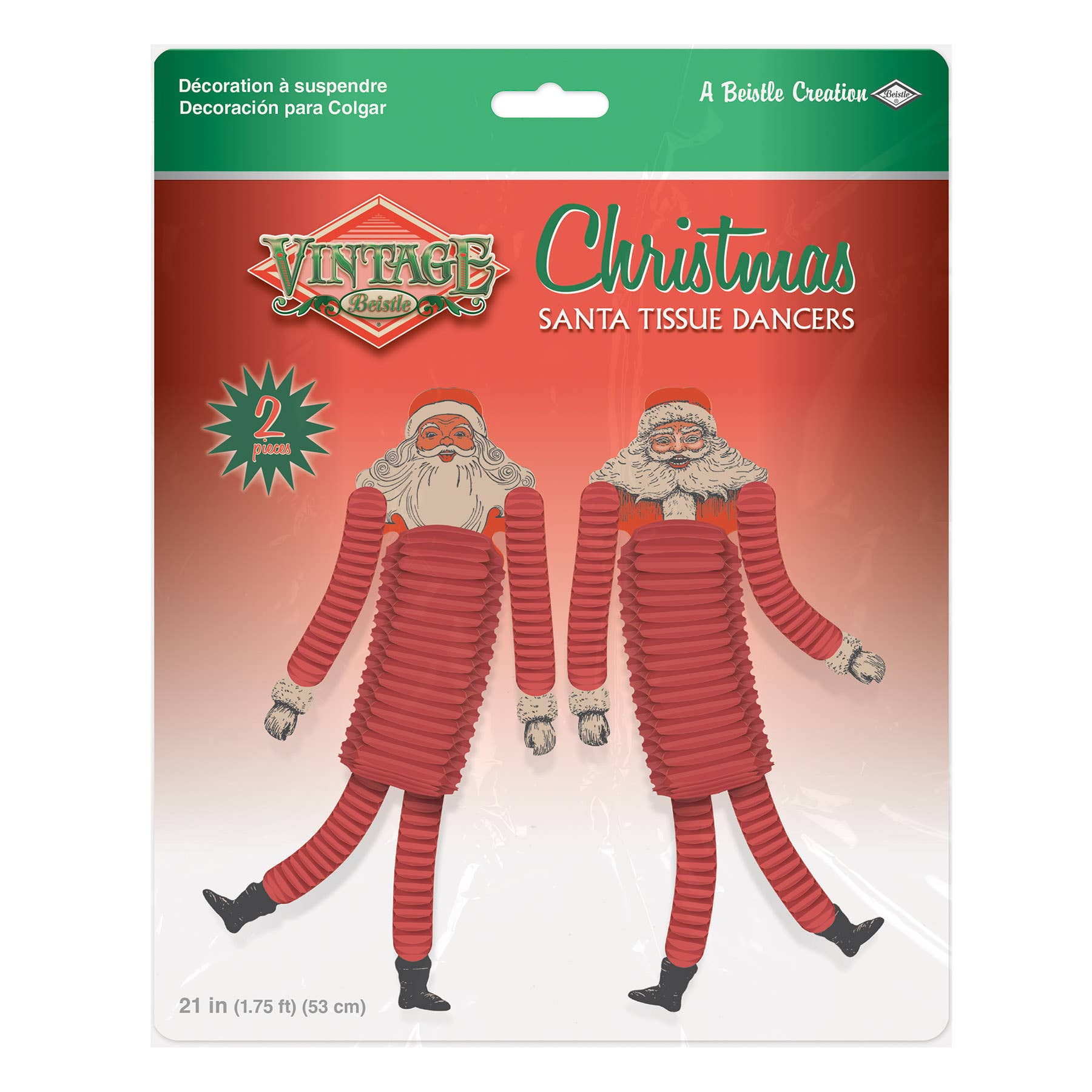 Vintage Christmas Santa Tissue Dancers 21", Made in USA