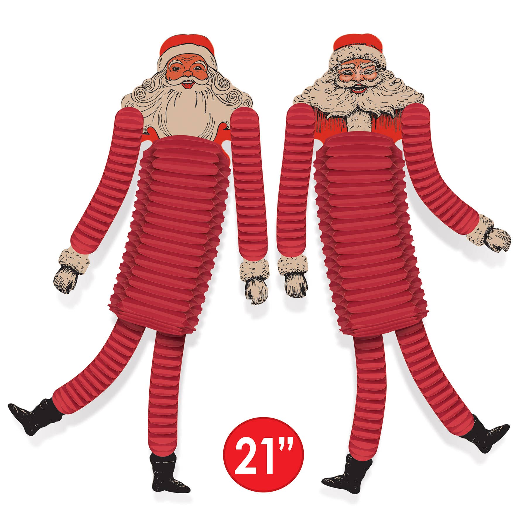 Vintage Christmas Santa Tissue Dancers 21", Made in USA