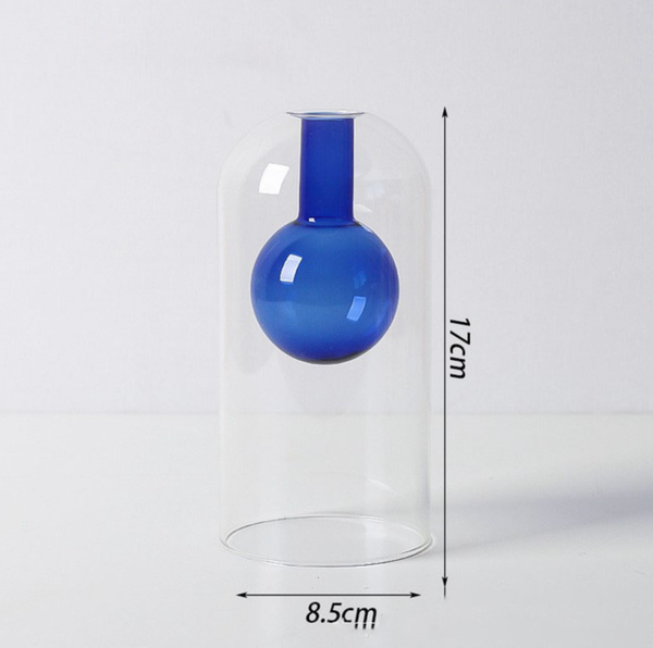 Terrarium Hydroponic Colored Glass Vase: Blue