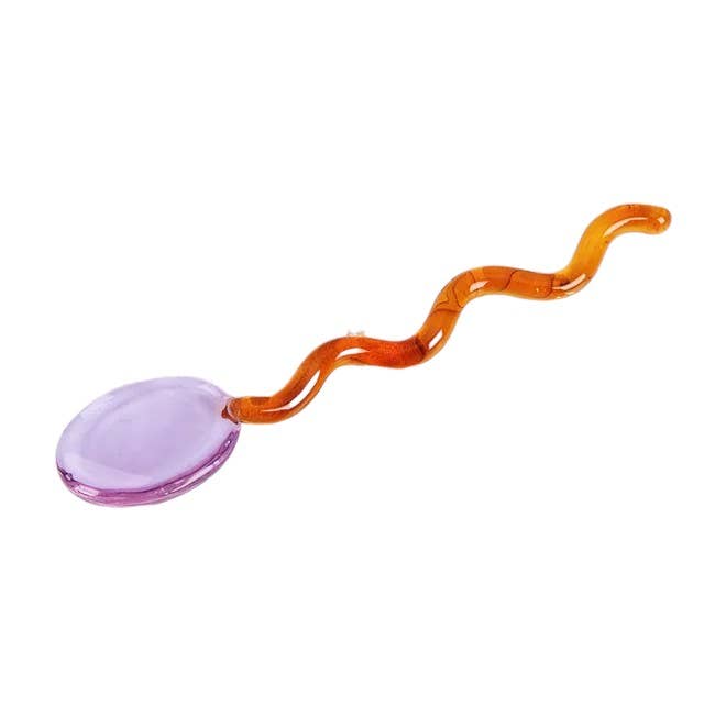 Creative Colored Glass Stirring Spoon: Purple Orange