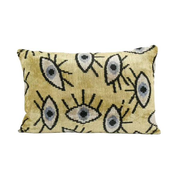 16" x 24" Ikat Eye Pillow Pillow Cover - Silk Ethnic Velvet