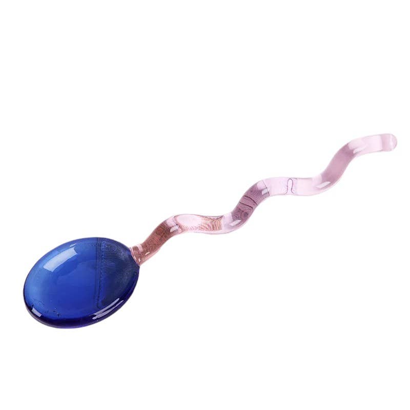 Creative Colored Glass Stirring Spoon: Purple Green