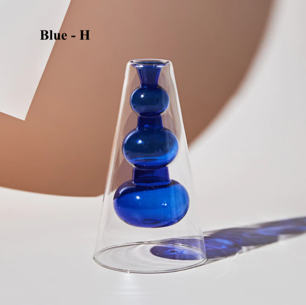 Nordic Hydroponic Colored Glass Vase: Blue