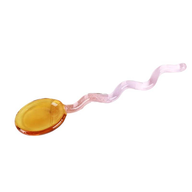 Creative Colored Glass Stirring Spoon: Orange Pink