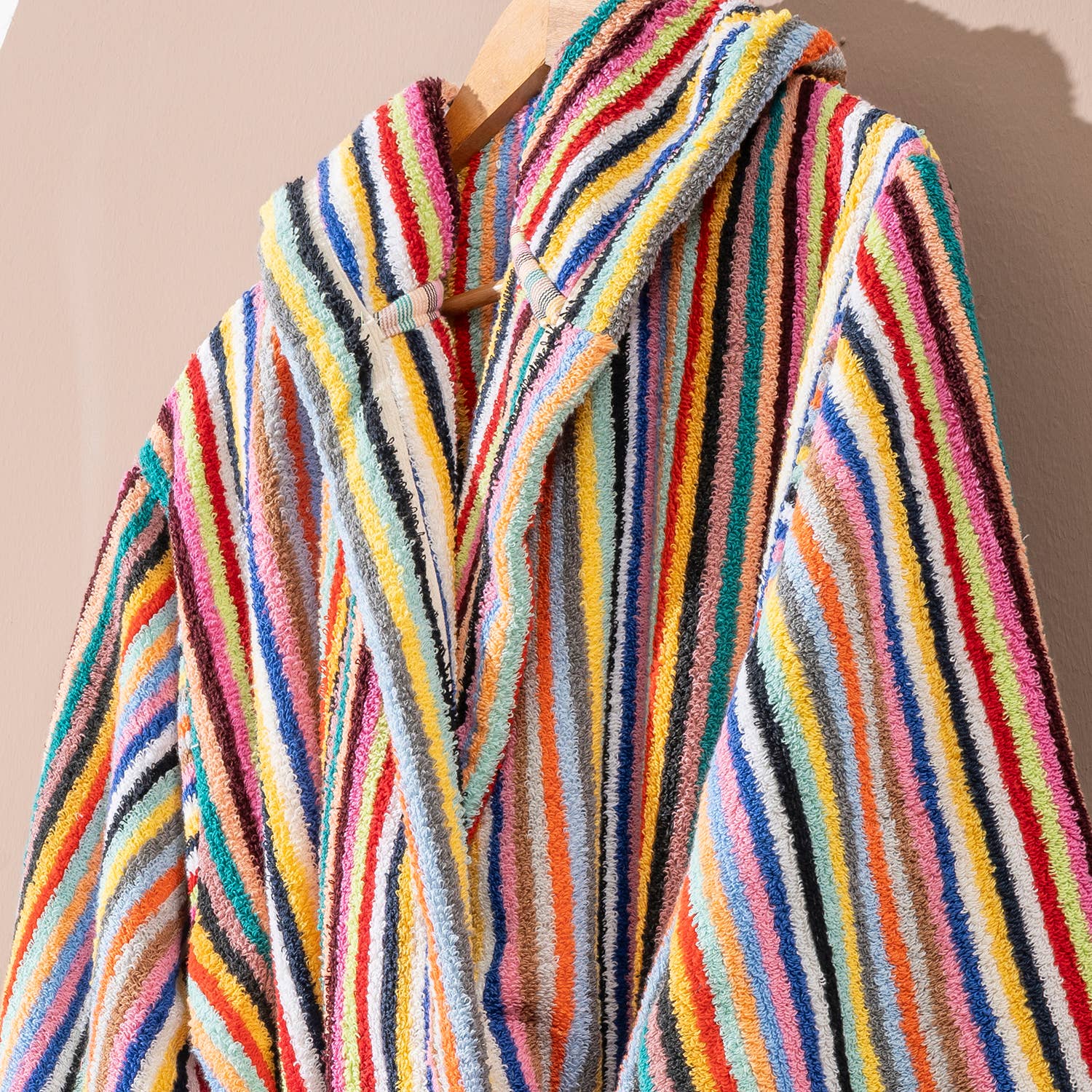Rainbow Stripe PomPom Bathrobe Turkish Cotton