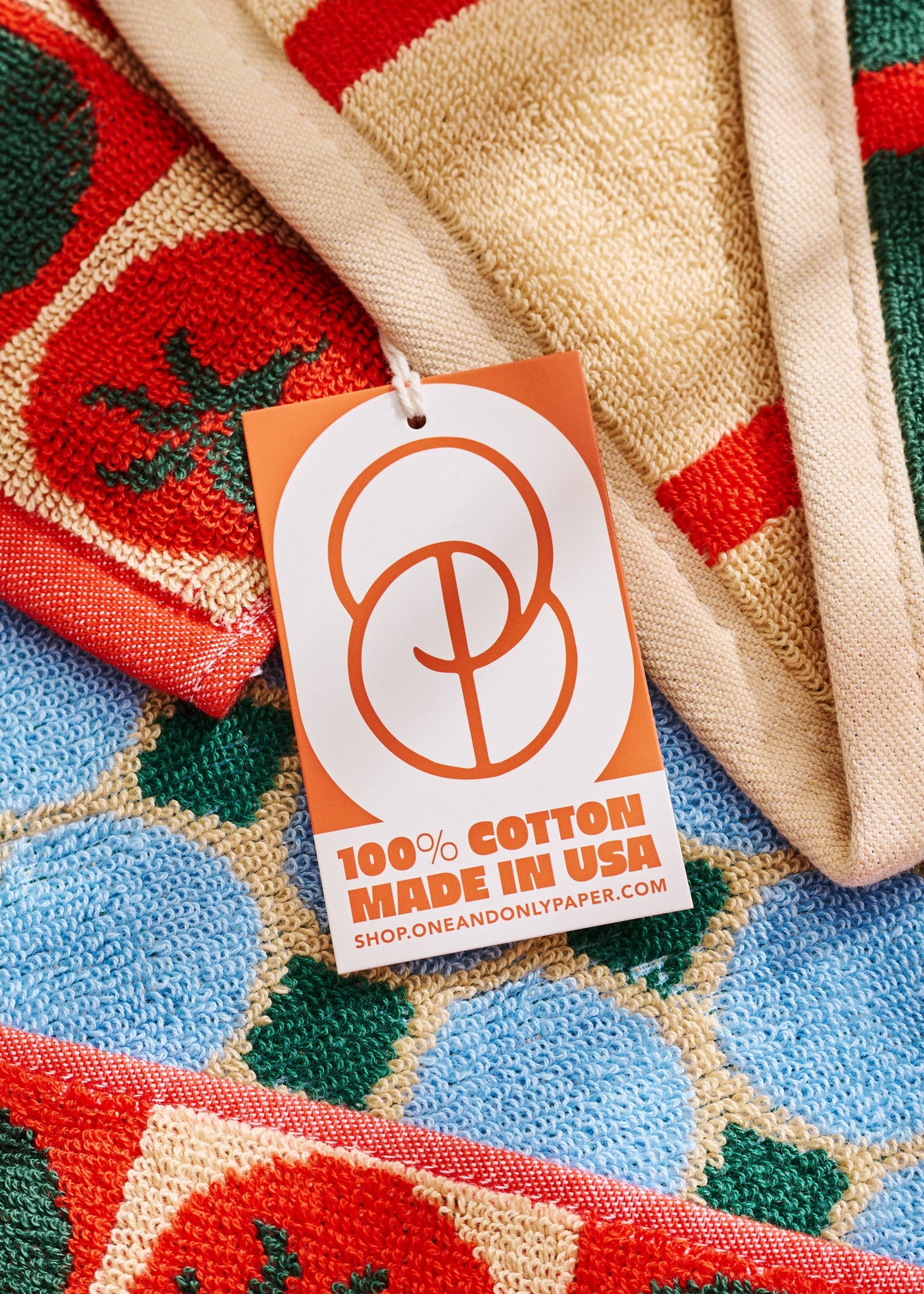 Olive and Tomato Cotton Terry Cloth Towel