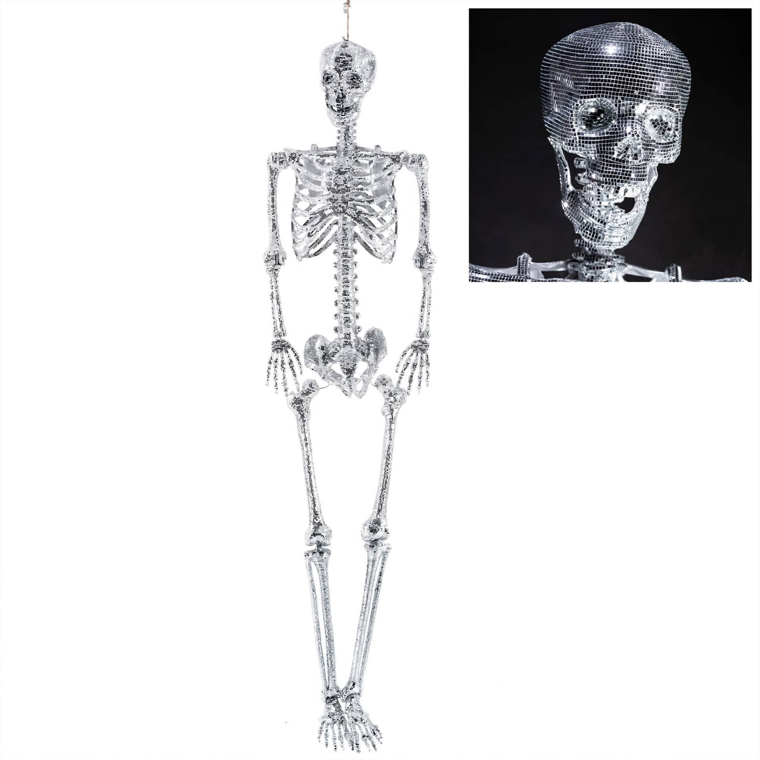Disco Mirrorball Skeleton 6 feet tall