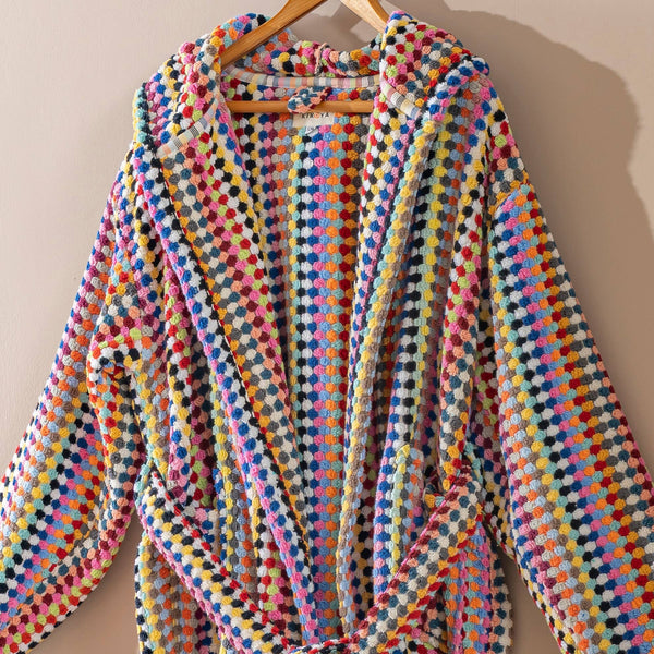 Rainbow Pom Pom Bathrobe Turkish Cotton