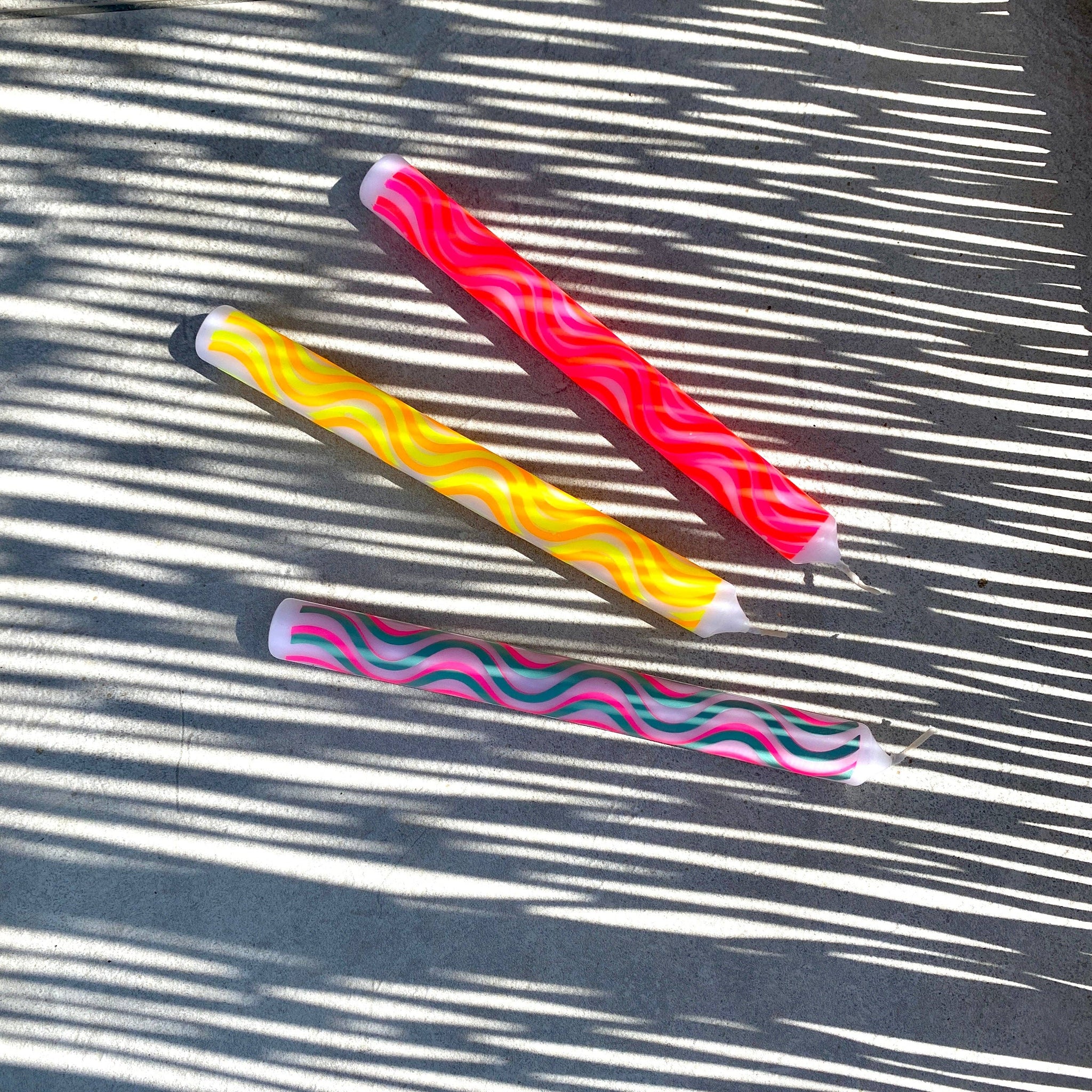 Neon Wavy Graphic Colorful Taper Candles