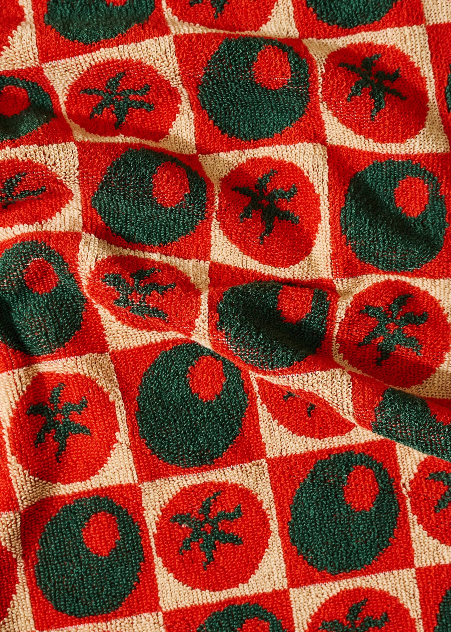 Olive and Tomato Cotton Terry Cloth Towel