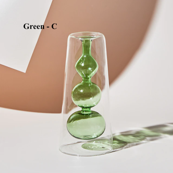 Nordic Hydroponic Colored Glass Vase: Green C