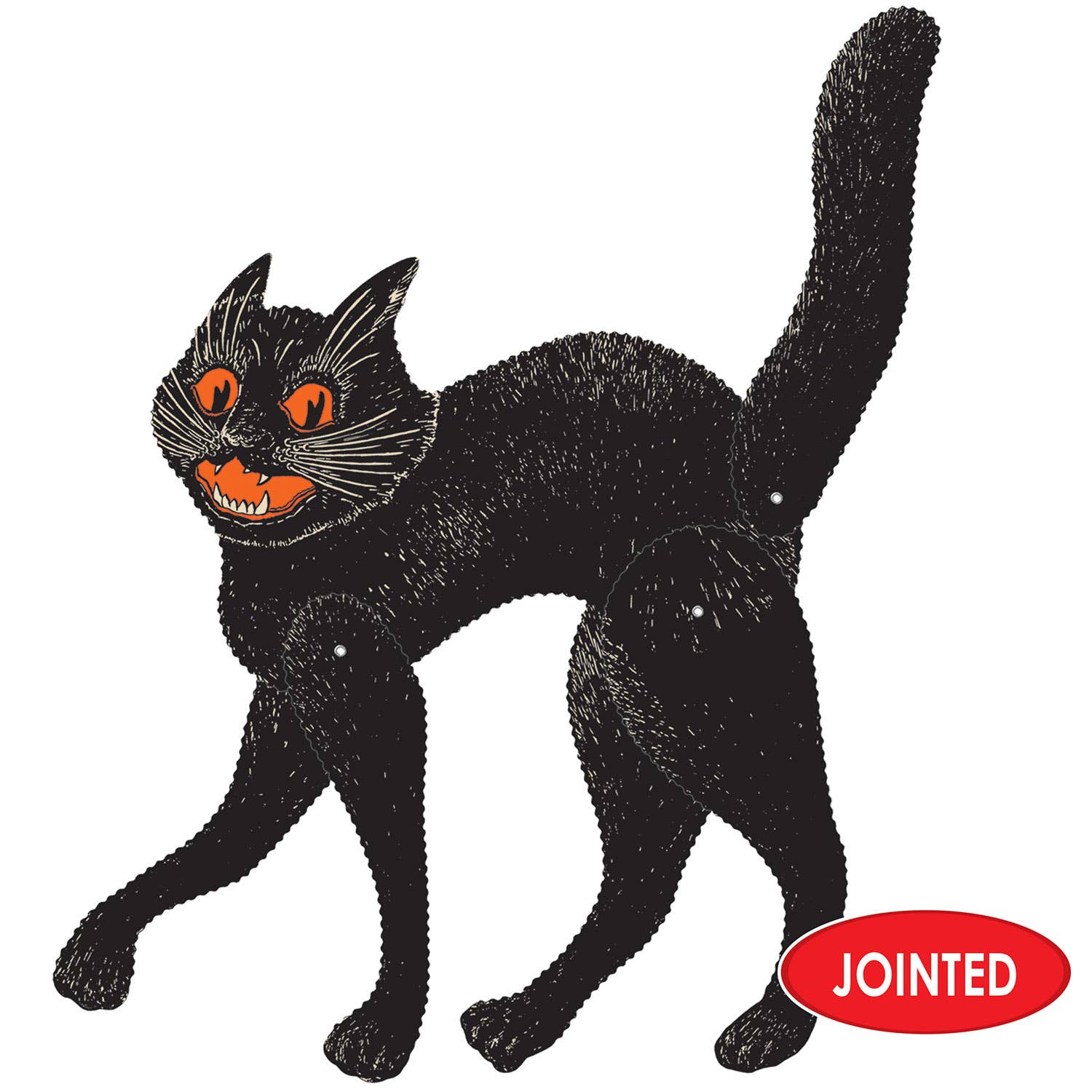 Vintage Halloween Jointed Scratch Cat 20 ½", printed 2 sides