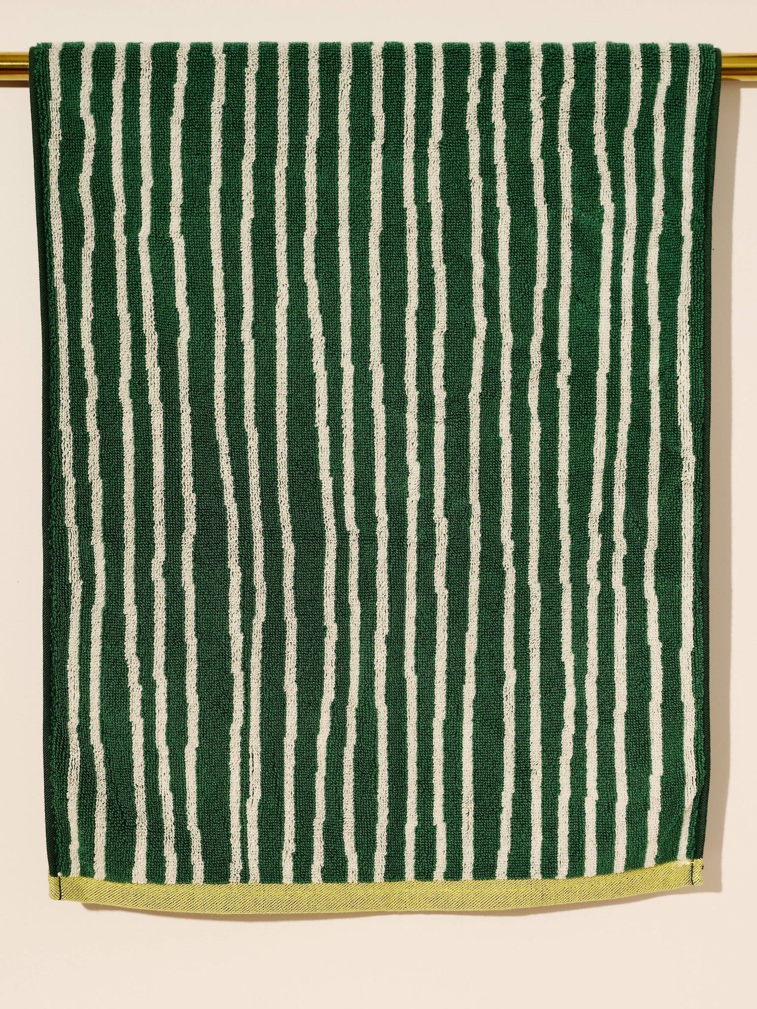 Grass and Cream Stripes Terry Cloth Towel