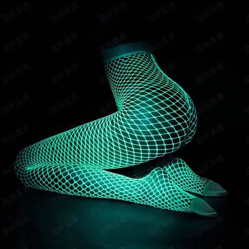 Glow in the Dark Fishnet Stockings: One Size