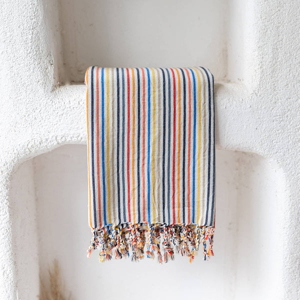 Rustic Vintage Bath Beach Towels: Light Stripe