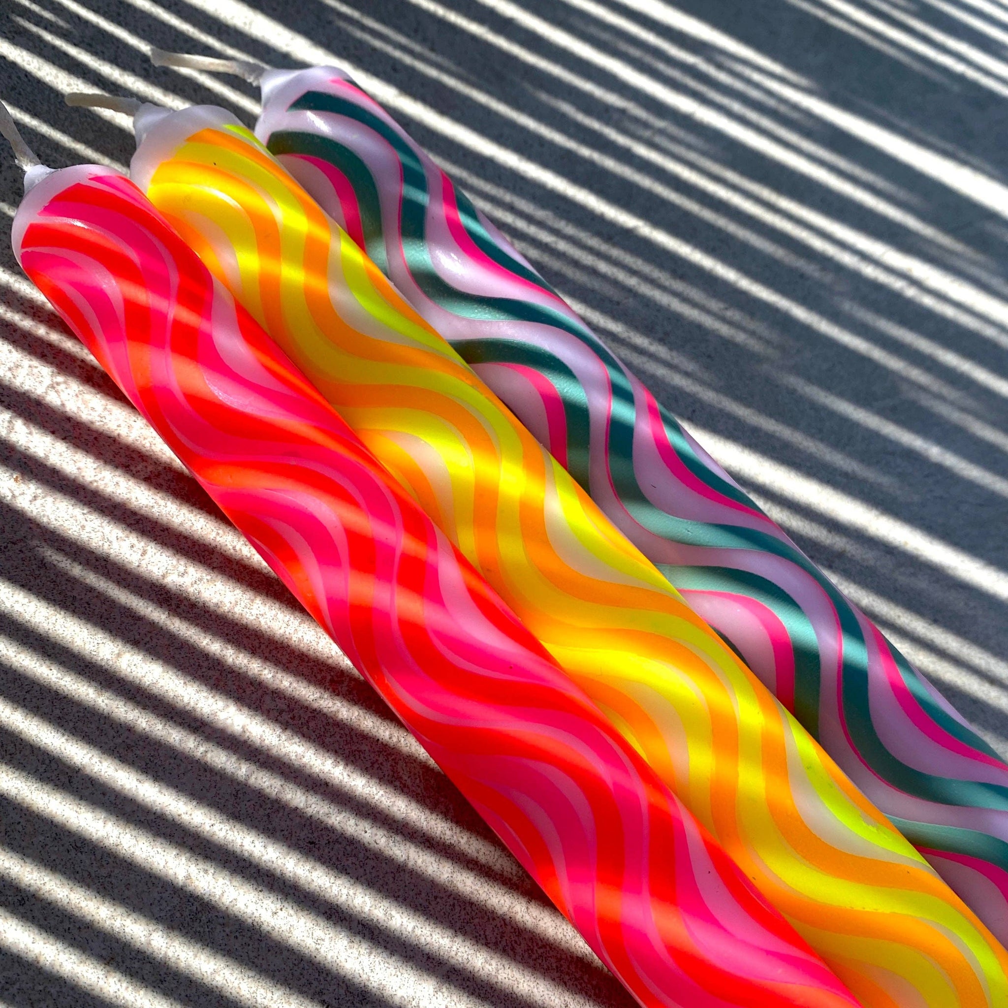 Neon Wavy Graphic Colorful Taper Candles