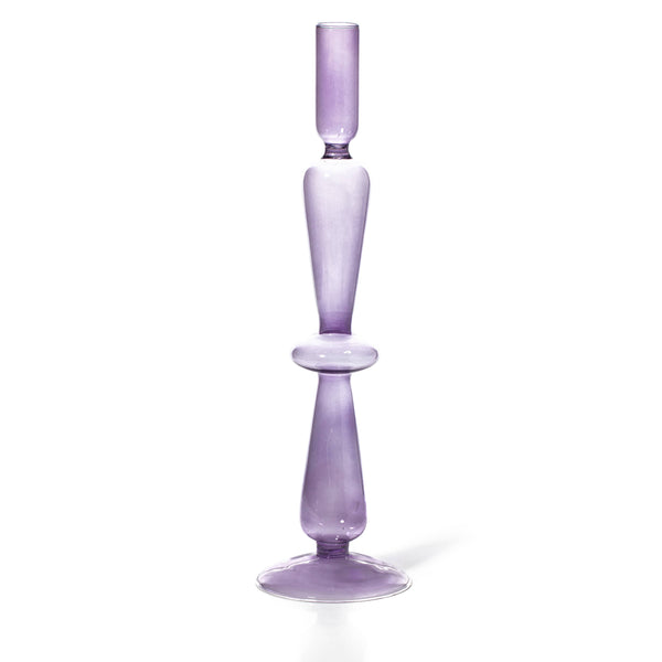 Maegen Taper Holder - Coloured Glass - Lilac