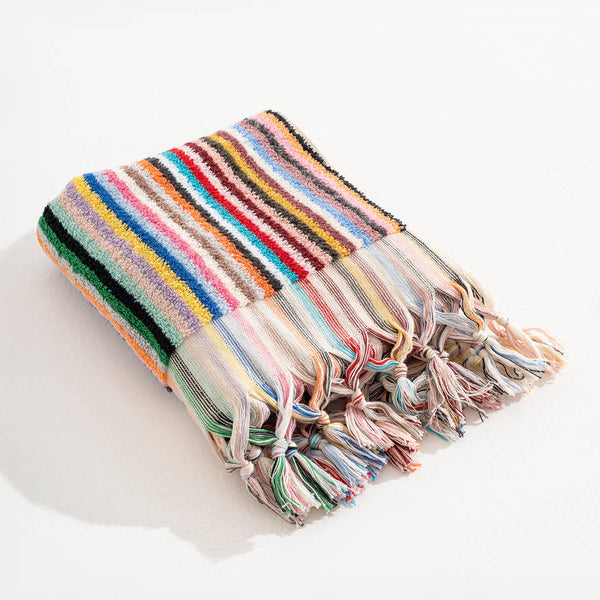 Rainbow Stripe Handloomed Turkish Hand Towels 17x38" Bohemian: Multi-Colored